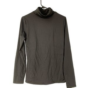 Women’s Black Mock Tutle Neck Long Sleeve Top Large 5343 Fleece Lined Cozy Ski